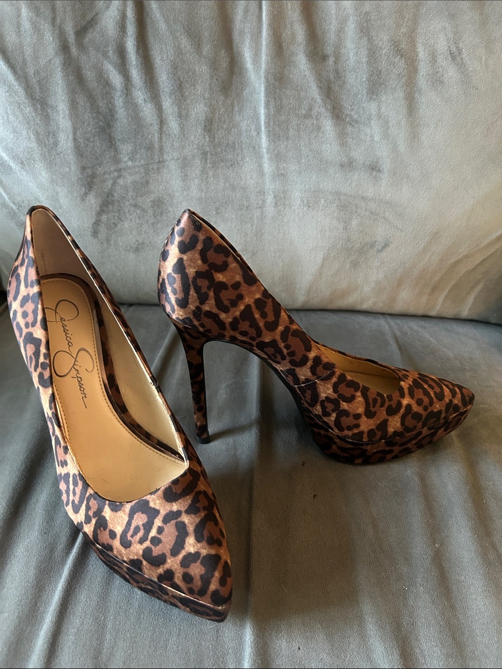 Jessica Simpson Leopard Print Pointed Toe Stiletto Pumps - Brown/Black